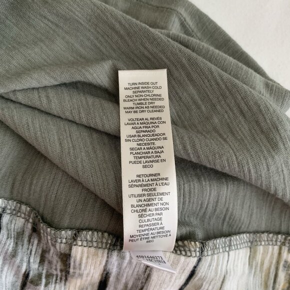 Chico's Top 1 Women's Size 8 Olive Animal Print Leopard Striped 3/4 Sleeve Boho - Picture 10 of 12